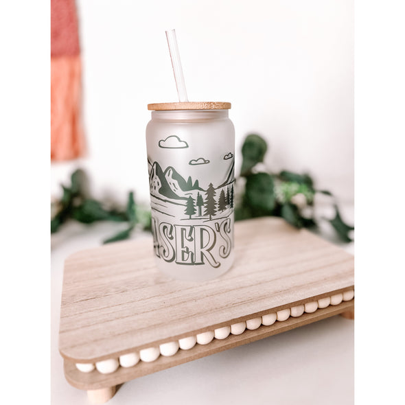 Fraser's Ridge Frosted Glass Can Cup-Painted Lavender