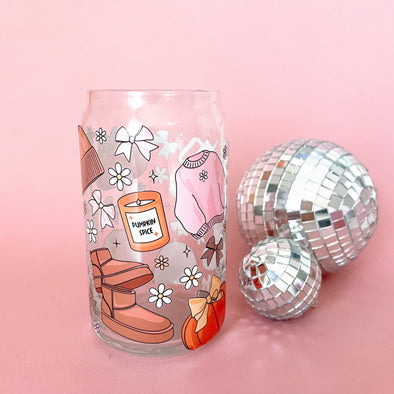 Cozy Season Glass Cup-Painted Lavender