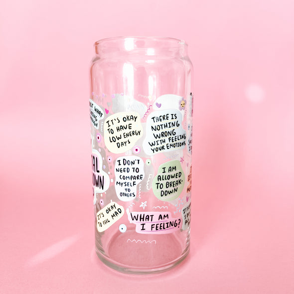 My Mental Breakdown Affirmations Glass Cup-Painted Lavender