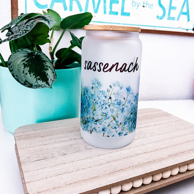 Sassenach Forget Me Nots Glass Can Cup-Painted Lavender