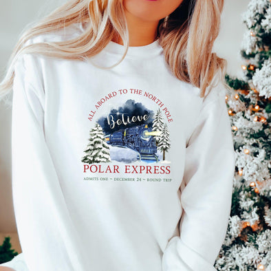 All Aboard The Polar Express Crewneck Sweatshirt-Painted Lavender