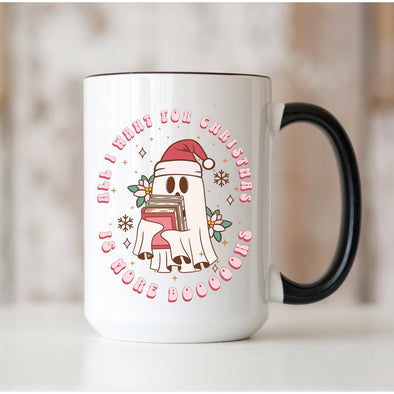 All I Want For Christmas Is More Books Mug--Painted Lavender