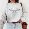 A Malcolm Printer and Bookseller Sweatshirt--Painted Lavender