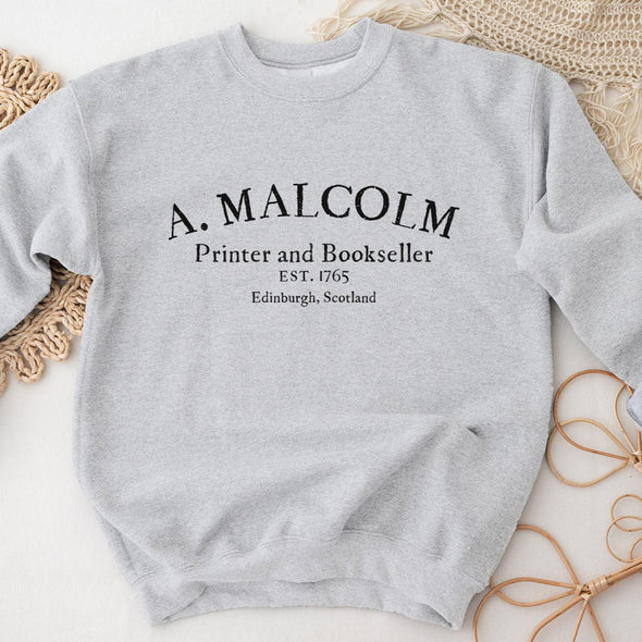 A Malcolm Printer and Bookseller Sweatshirt--Painted Lavender