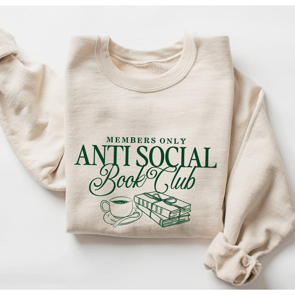 Anti Social Book Club Crewneck, Forest Print-Painted Lavender