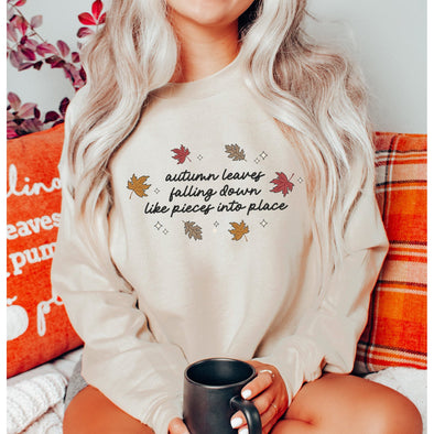 Autumn Leaves Falling Into Place Crewneck Sweatshirt-Painted Lavender