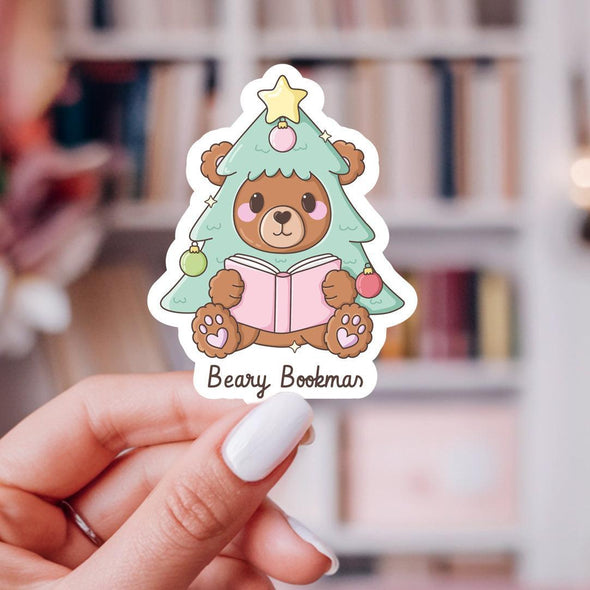Beary Bookmas Sticker-Stickers-Painted Lavender