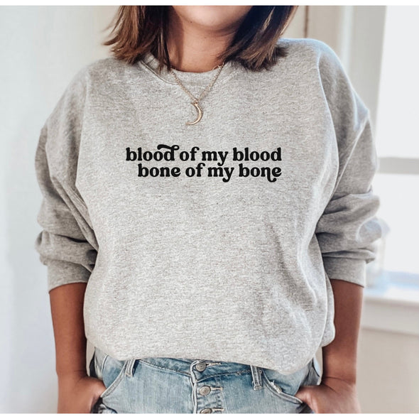Blood Of My Blood Crewneck Sweatshirt, Black Print--Painted Lavender