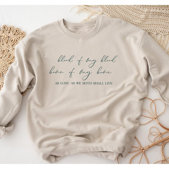 Blood of My Blood Wedding Vows Classic Crewneck Sweatshirt, Spruce Print-Painted Lavender