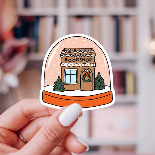 Bookshop Snow Globe Sticker-Stickers-Painted Lavender