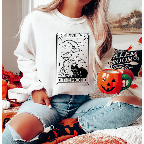 Celestial Moon Tarot Card Crewneck Sweatshirt--Painted Lavender