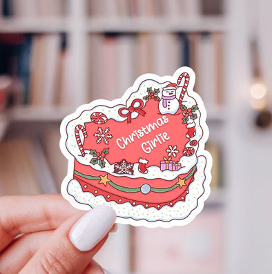 Christmas Girlie Cake Sticker-Stickers-Painted Lavender