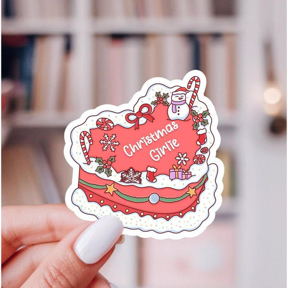 Christmas Girlie Cake Sticker-Stickers-Painted Lavender
