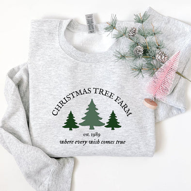 Christmas Tree Farm Crewneck Sweatshirt-Painted Lavender