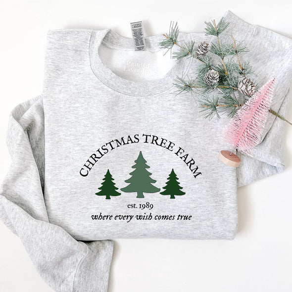 Christmas Tree Farm Crewneck Sweatshirt--Painted Lavender