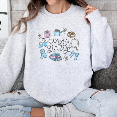 Cozy Girly Crewneck Sweatshirt-Painted Lavender