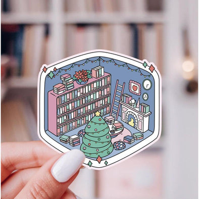 Cozy Holiday Library Sticker-Stickers-Painted Lavender