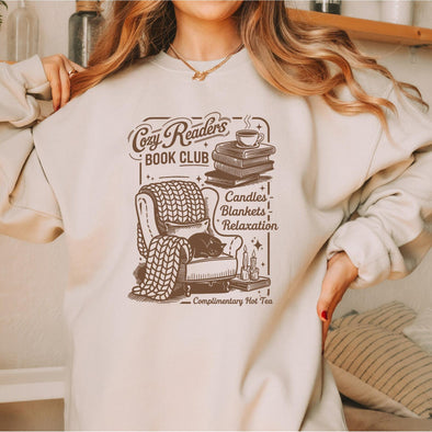 Cozy Readers Book Club Crewneck Sweatshirt-Painted Lavender