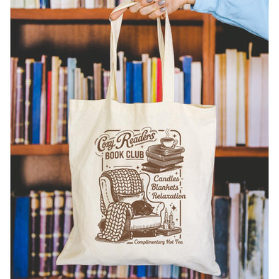 Cozy Readers Book Club Tote Bag-Painted Lavender