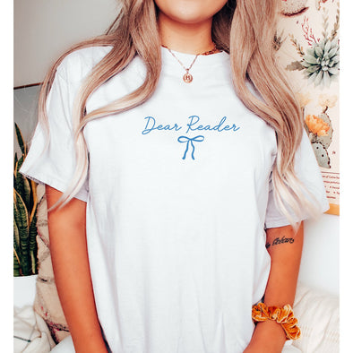 Dear Reader Bow Tshirt-Painted Lavender