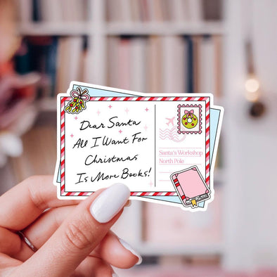 Dear Santa All I Want For Christmas Is More Books Sticker-Stickers-Painted Lavender