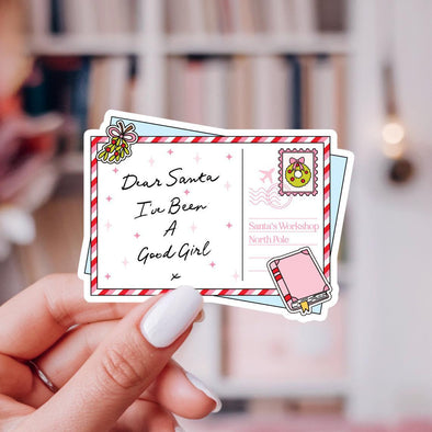 Dear Santa I've Been A Good Girl Sticker-Stickers-Painted Lavender