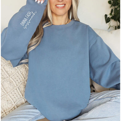 Dinna Fash Sassenach Premium Crewneck (Sleeve Print)-Painted Lavender
