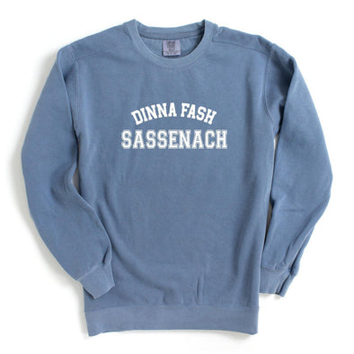 Dinna Fash Sassenach Varsity Premium Crewneck Sweatshirt--Painted Lavender