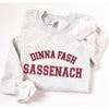 Dinna Fash Sassenach Varsity Crewneck Sweatshirt, Burgundy Print--Painted Lavender