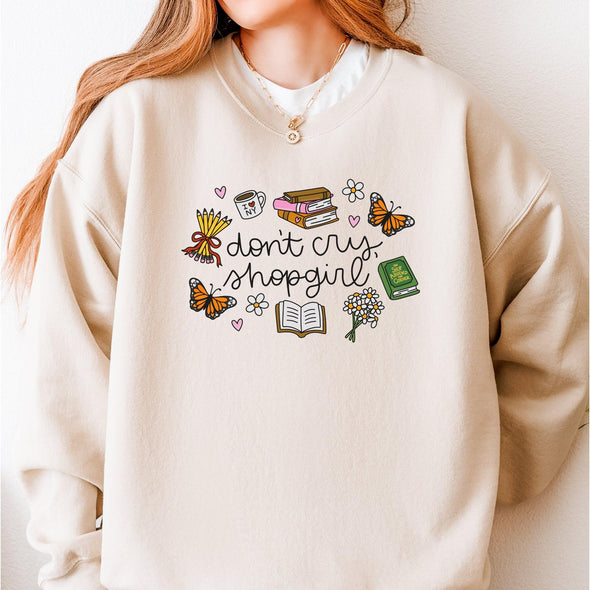 Don't Cry Shopgirl Crewneck Sweatshirt-Painted Lavender