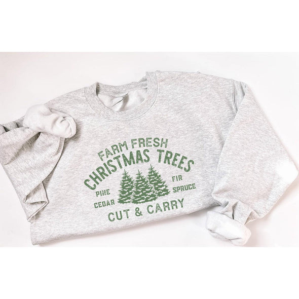 Farm Fresh Christmas Trees Crewneck Sweatshirt--Painted Lavender