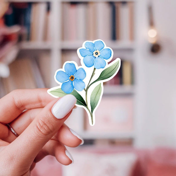 Forget Me Not Flower Stem Sticker-Stickers-Painted Lavender