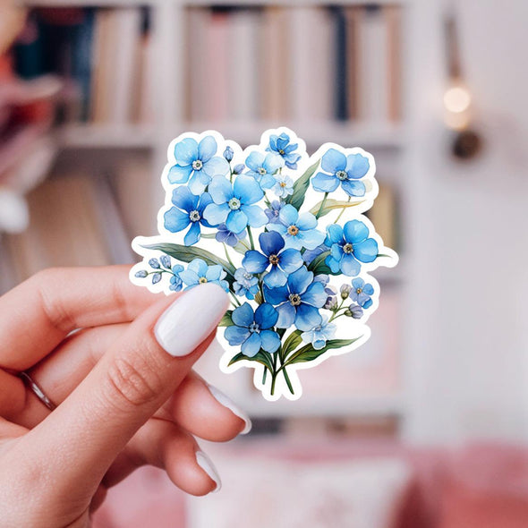 Forget Me Not Flower Bunch Sticker-Stickers-Painted Lavender