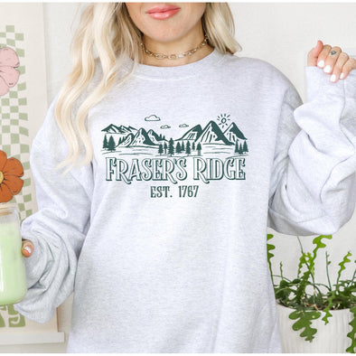 Fraser's Ridge Crewneck Sweatshirt, Spruce Print-Painted Lavender