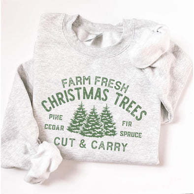Farm Fresh Christmas Trees Crewneck Sweatshirt--Painted Lavender