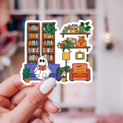 Ghost Reader Library Sticker-Stickers-Painted Lavender