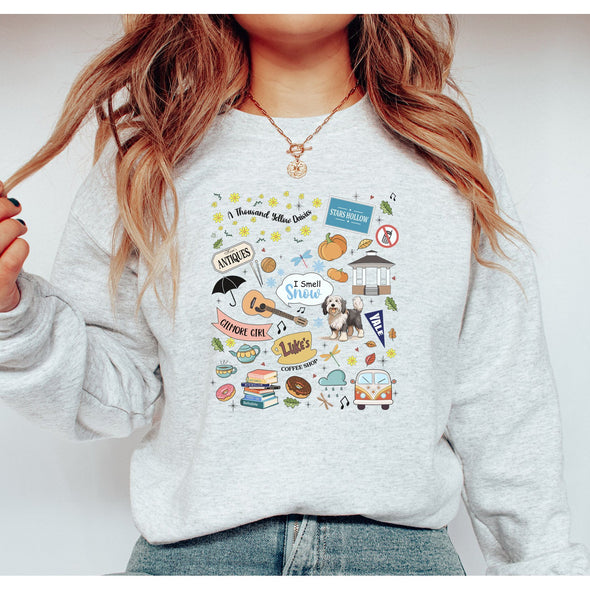 Gilmore Girls Icons Crewneck Sweatshirt-Painted Lavender