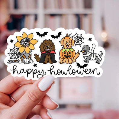 Happy Howloween Dogs Sticker-Stickers-Painted Lavender