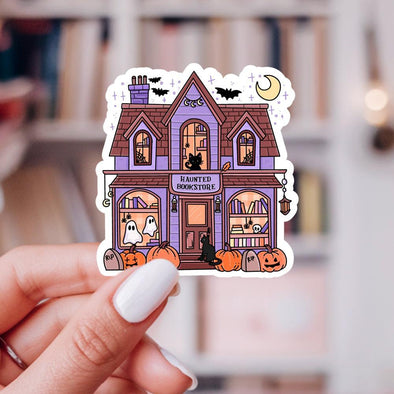 Haunted Bookstore Bookish Sticker-Stickers-Painted Lavender