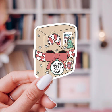 Holiday Blind Date With A Book Sticker-Stickers-Painted Lavender