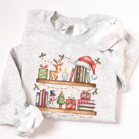 Merry Bookshelf Crewneck Sweatshirt-Painted Lavender