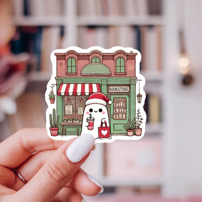 Holiday Ghost Bookstore Sticker-Stickers-Painted Lavender