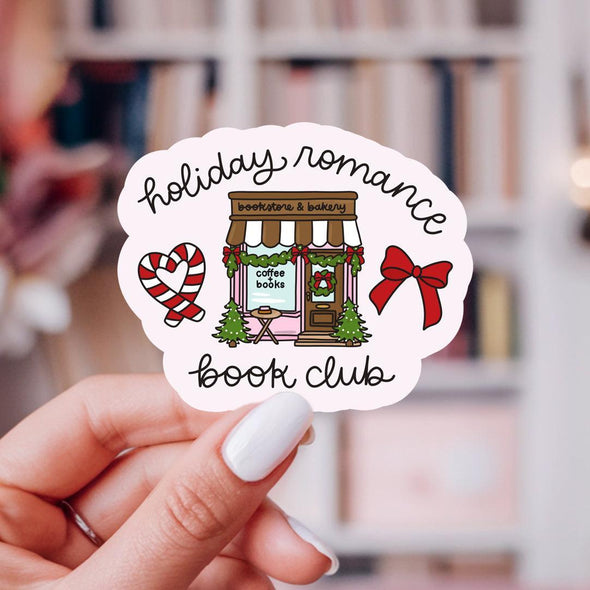 Holiday Romance Book Club Sticker - Pink-Stickers-Painted Lavender
