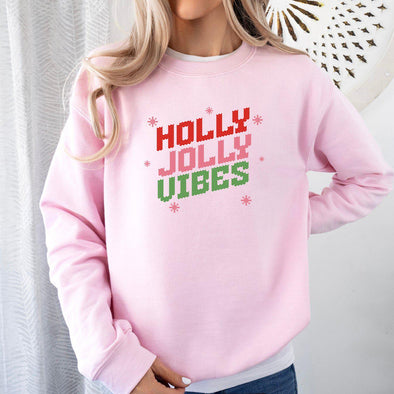 Holly Jolly Vibes Crewneck Sweatshirt-Painted Lavender