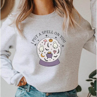 I Put A Spell On You Crewneck Sweatshirt-Painted Lavender