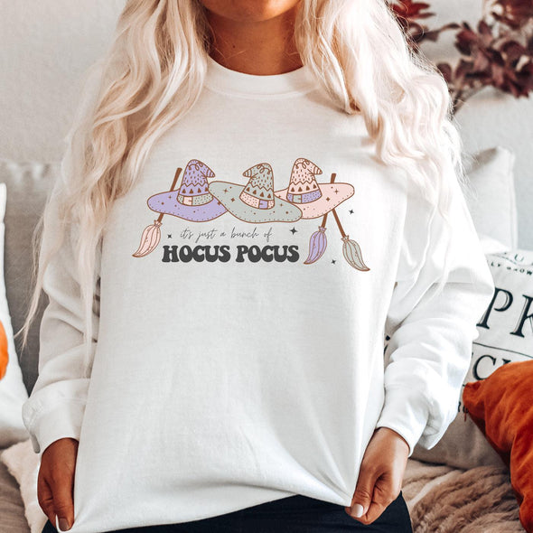It's Just a Bunch of Hocus Pocus Pastel Witch Hats Sweatshirt-Painted Lavender