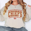 Karma Is The Guy On The Chiefs Crewneck Sweatshirt--Painted Lavender