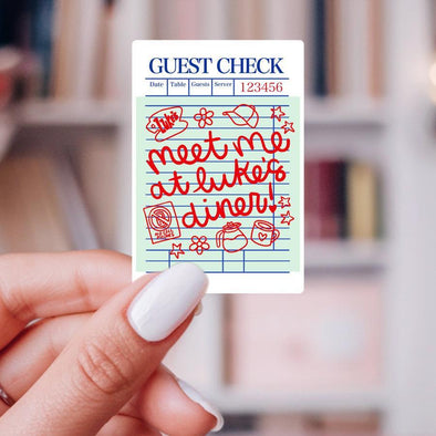 Meet Me At Luke's Diner Guest Check Sticker, Red-Stickers-Painted Lavender