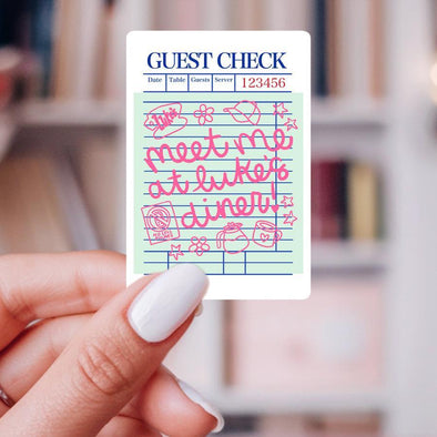 Meet Me At Luke's Diner Guest Check Sticker, Pink-Stickers-Painted Lavender