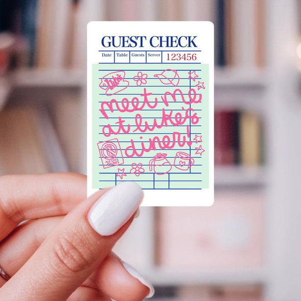 Meet Me At Luke's Diner Guest Check Sticker, Pink-Stickers-Painted Lavender